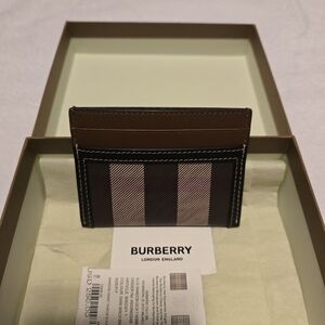 Burberry Striped Brown and Black Card Holder